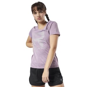 Reebok Running Reflective Graphic T Shirt Damen - Lila - DE 689-HIR